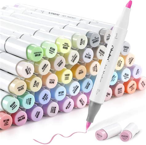 Buy Ohuhu Colouring Pens 48 Pastel Colours Permanent Marker Pens Dual ...