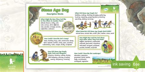 FREE! - Stone Age Boy Descriptive Word Mat Ages 7-9 - Walker Books