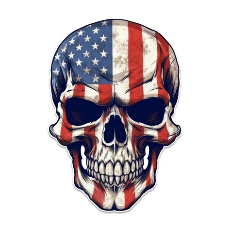 Skull With American Flag Overlay Vinyl Decal Sticker | Jeep Sticker