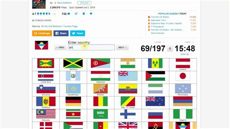 Sporcle: Flags of the World Quiz: All Flags in 6:10 - YouTube