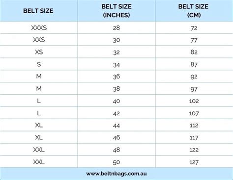 Belt Size Chart Men