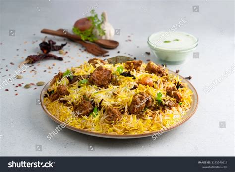 Indian Spicy Mutton Biryani Raita Gulab Stock Photo 2175540517 ...