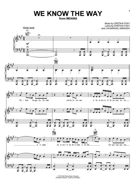 We Know the Way Piano Sheet Music | OnlinePianist