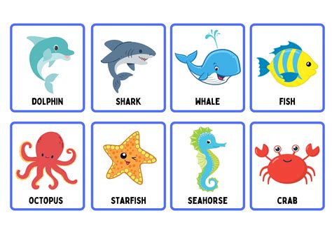 16 Sea Animal Flashcards Printable Ocean Cute Animals Montessori ...