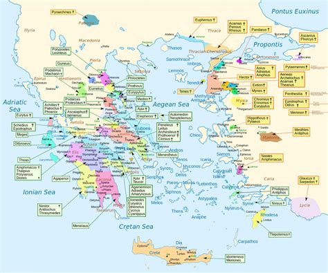 Map showing the homeland of every character in Homer’s Iliad