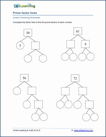 50 Prime Factorization Tree Worksheet