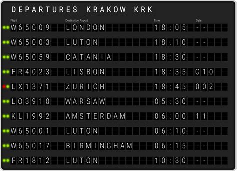 Krakow John Paul II Kraków-Balice Airport Departures & [KRK] Flight ...