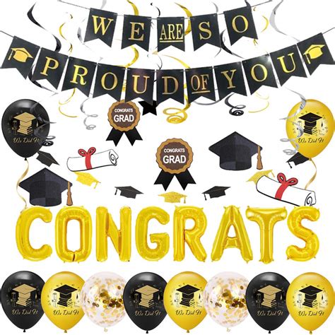 Buy Graduation Party Decorations 2022 Black and Gold Graduation ...