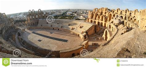 El Djem Amphitheatre Panorama Stock Photo - Image of city ...