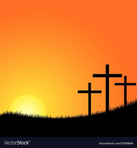 Three crosses on a hill Royalty Free Vector Image