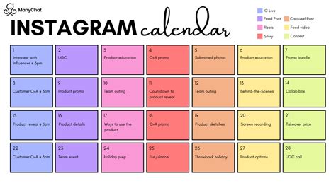 Real Examples of Instagram Content Calendars - Manychat Blog