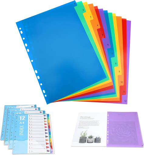 File Dividers A4, 3 Pack 12 Part Folder Dividers Plastic Extra Wide ...