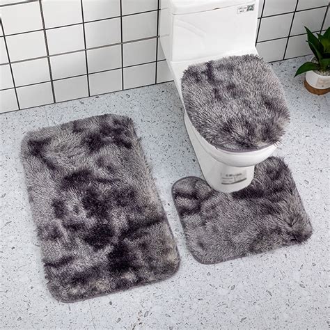 WSBDENLK Non-Slip 3-Piece Bathroom Rug Set with Entrance Door Mat ...