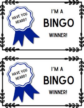 Bingo winner certificate by Megan McCluskey | TPT