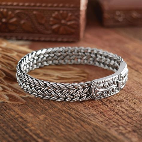 Unique Braided Sterling Silver Bracelet, 'Freedom' | Мужские украшения ...