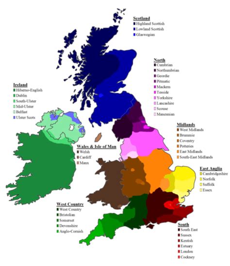 English dialects of the British isles [517 x 600] | British accent ...