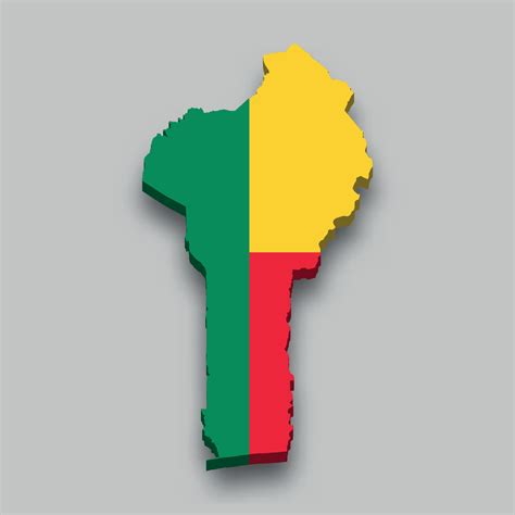 3d isometric Map of Benin with national flag. 11175947 Vector Art at ...