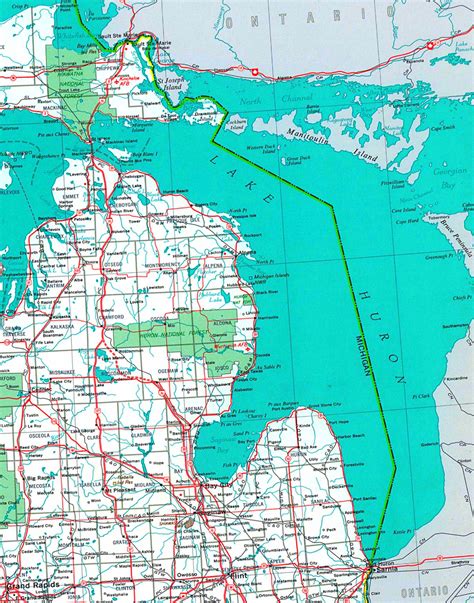 Large detailed tourist map of Lake Huron