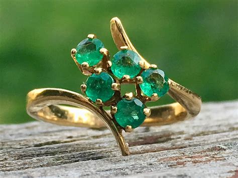 Vintage Emerald Ring 18k Emerald Engagement Ring Vintage Columbian ...