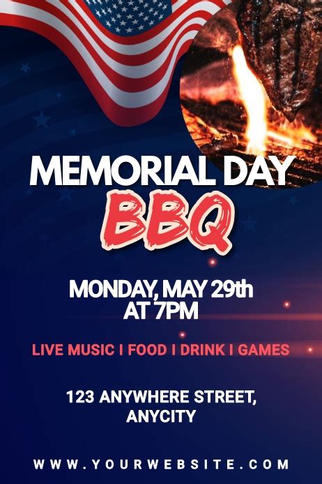 Memorial Day Cookout Invitation Poster Template | PosterMyWall