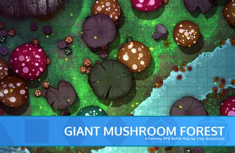 Giant Mushroom Forest - D&D Map for Roll20 And Tabletop - Dice Grimorium