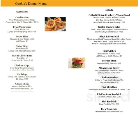 Cookie's Restaurant menu in Minooka, Illinois, USA