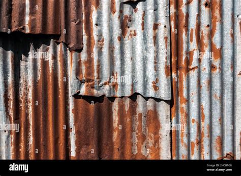 Old and rusty zinc sheet wall. Vintage style metal sheet roof texture ...