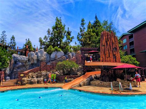 Taylor Family at waterslide pool at Disneys Grand Californian Hotel ...