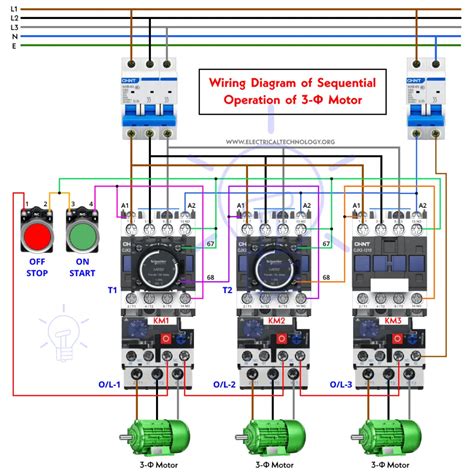 Automatic Sequential Motor Control Circuit - Power & Control