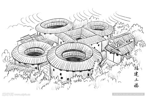 福建土楼设计图__广告设计_广告设计_设计图库_昵图网