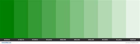 Tints of Green color #008000 hex - ColorsWall | Green colors, Tints, Color