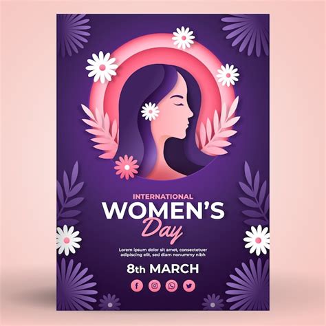 Free Vector | Paper style international women's day vertical poster ...