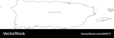 Black white puerto rico outline map Royalty Free Vector