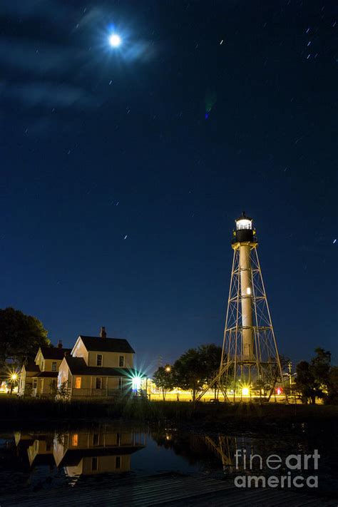 Cape San Blas Lighthouse and Moon at Twilight Photograph by Ben Sellars