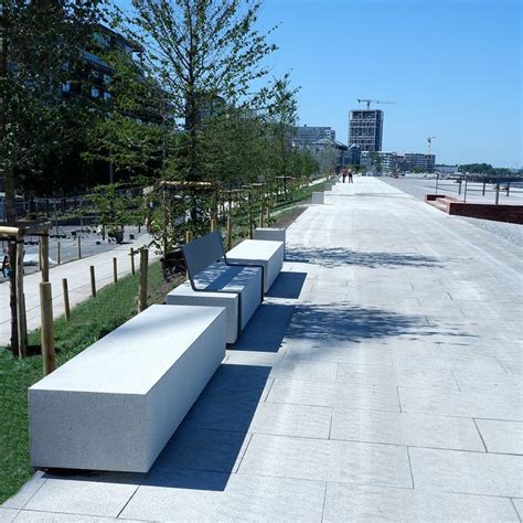 Concrete bench and lighted bollard | Concrete bench, Landscape features ...