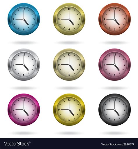 Set of colorful clock icon Royalty Free Vector Image