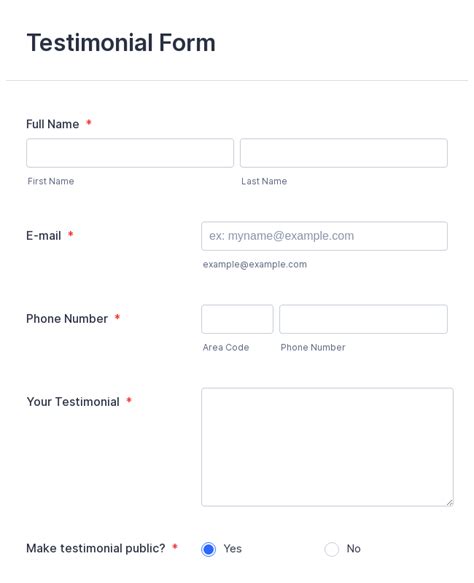 Testimonial Form Template | JotForm