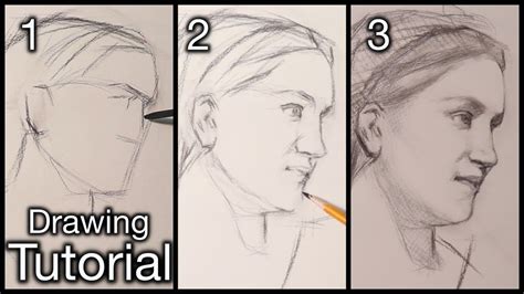 Portrait Drawing Lesson | A Step By Step Tutorial | Portrait drawing ...