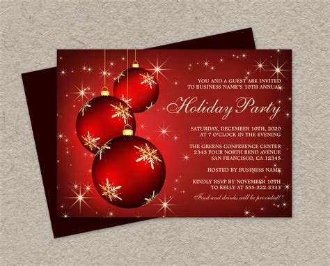 DIY Printable Corporate Holiday Party Invitations Elegant