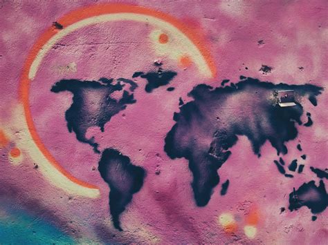 Download wallpaper 1600x1200 map, continents, graffiti, wall, paint ...