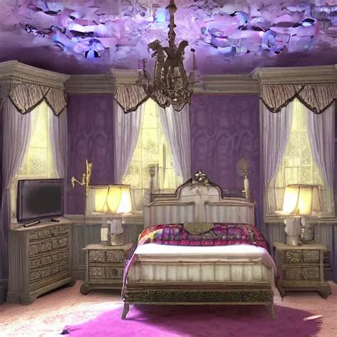 haunted mansion bedroom in the style of an archvis | Stable Diffusion