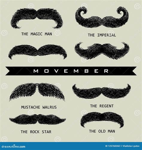 Movember mustache set stock vector. Illustration of moustache - 125760260