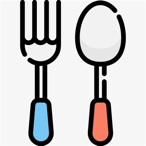 Colorful Cartoon Spoon Fork Clipart