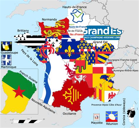 Labelled Flags of all of the Regions of France : r/MapPorn