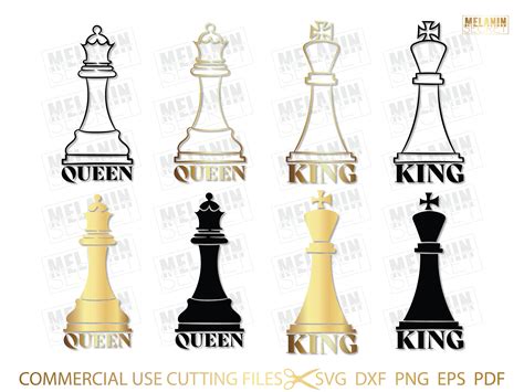 Queen and King Chess Pieces Svg Queen Svg King Svg Black - Etsy