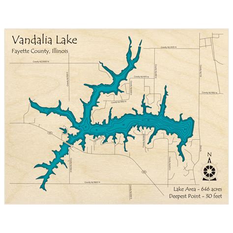 Vandalia Lake 3D Custom Wood Map – Lake Art LLC