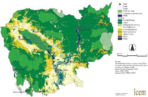 Cambodia Land Use Map | Cambodia map, Atlas map, Map