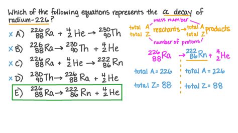 Question Video: Identifying the Equation That Represents Alpha Decay ...