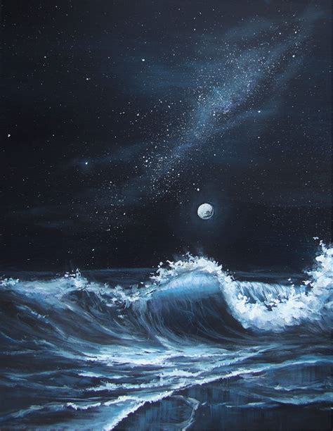 How To Paint the Ocean | Night sky painting, Ocean painting, Sky painting