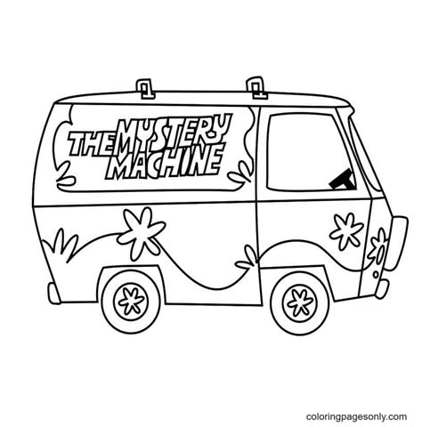 The Mystery Machine Coloring Page - Free Printable Coloring Pages